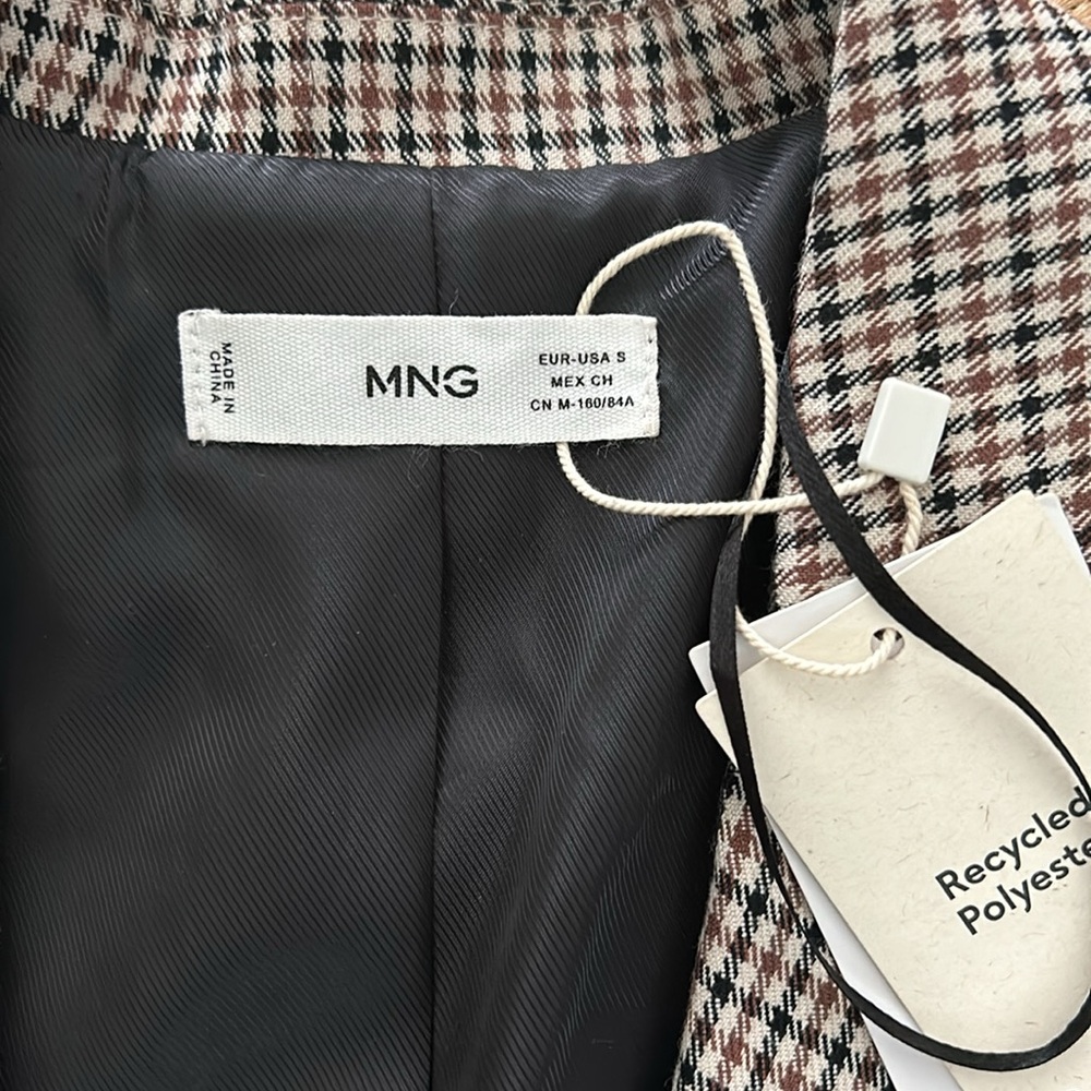 MANGO Patterned Wrap Check Blazer. Size S - Picture 5 of 16